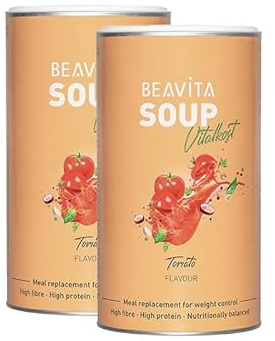 BEAVITA Diät Suppe Tomate (2x540g Dose) für 9 Suppen zum Abnehmen*, nährstoffreicher Mahlzeitenersatz Shake, Kalorien sparen & Gewicht reduzieren mit einer leckeren Instant Suppe