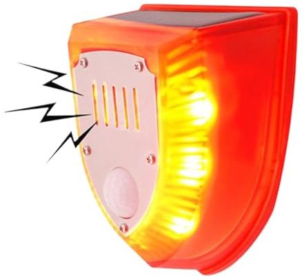 Alarma con Sensor de Movimiento para Exteriores, Dispositivo De Luz Estroboscópica Disuasoria Para Animales, Dispositivo Solar con Sensor de Movimiento y Luz Estroboscópica para Jardín, Almacén y Entr