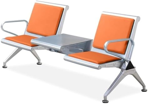 QSNYJPL 2-Sitzer Besucherstuhl, Konferenzstühle mit Kleinem Tisch, Wartezimmer Stühle mit Rückenlehne für Schönheitssalon, Friseursalon, Flughafen, Bank(Orange)