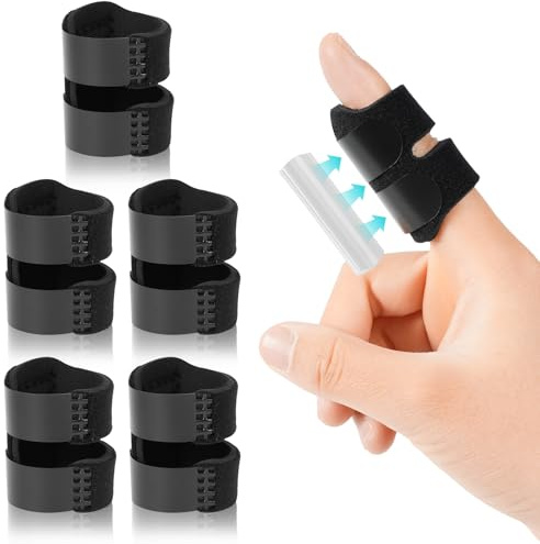 Zorplex 5 Stycken Justerbara Fingerskenor, Fingerpinnar Tumme och Fingrar (Pek-, Mellersta, Ring- och Lilla Finger) med Aluminiumstöd för Triggerfinger, Malletfinger, Frakturer, Artrit och Smärtlindr