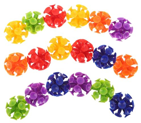 SWOOMEY 18 Balles à Ventouse en PVC 5cm pour Jeux d'anniversaire Garçon Fille, Facile à Nettoyer, Adhérence Renforcée, pour Activités Extérieures et Jeux en Classe