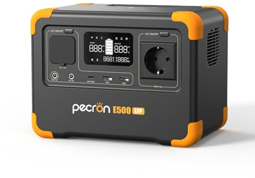Estación de energía portátil PECRON E500LFP, Generador solar 600W/576Wh, Batería de respaldo LiFePO4, Carga rápida para uso doméstico, autocaravana, camping, CPAP, emergencias