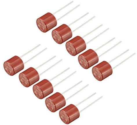 sourcing map 10Pcs Fusible Dip Miniatura Montado Cilindro Micro Fundido Lento T1.6A 1.6A 250V Rojo