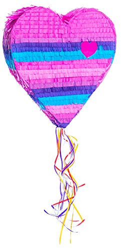 GOODS+GADGETS® Pinata Hjärta – Festdekoration att Fylla med Godis | Hjärtformad pinjata i rosa, lila & turkost – perfekt för barnkalas, bröllop & svensexa