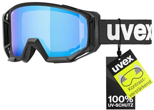 uvex athletic CV - Bike Goggle für Damen und Herren - konstraststeigernd - beschlagfrei - black/blue-green - one size