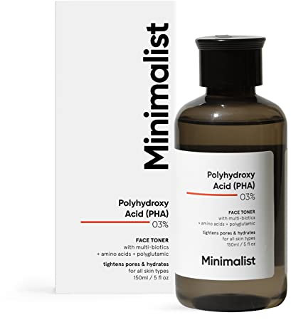 Minimalist PHA 3% Alcohol Free Face Toner, 150 ml | Pore Tightening & Mild Exfoliation For Oily, Acne Prone, Sensitive & Normal Skin |Transparent, 150 ml (Pack of 1)
