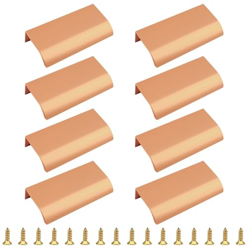MOROBOR 8 Stück moderner Stil, Fingerkantengriff, verdeckter Griff, Schubladengriffe, Aluminiumlegierung, unsichtbarer Griff, Kleiderschrankgriff für Schrank-Hardware-Schublade, 80 mm/Kupfer