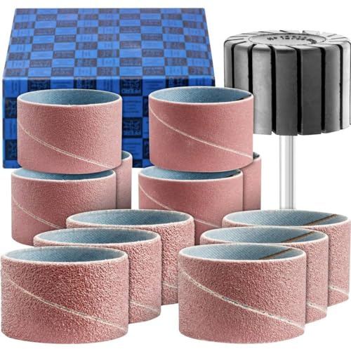 PFERD TOOLS Schleifhülsen-Set, 13-tlg. | Korund Ø45x30mm A40, 60, 80, 150 inkl. Halter mit Schaft-ø 6mm | 42298005 - für universelle Anwendungen