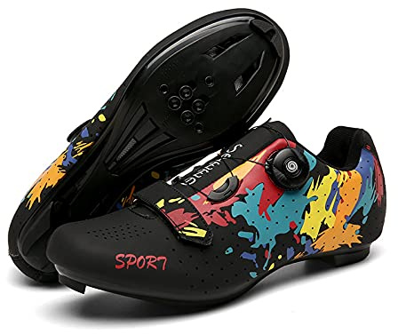 Unisex cykelskor, Graffiti Road Bike MTB cykelskor, Spin Shoestring kompatibel SPD Look Delta cykel ridsko