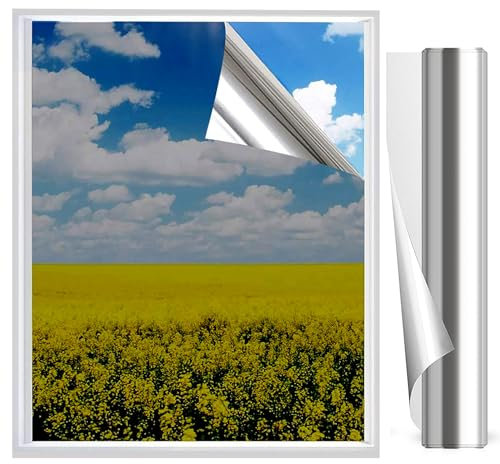 XtraCare Pellicola Specchio Riflettente per Vetri Finestre, Pellicola Finestre 99% Anti-UV, Pellicola Privacy Monodirezionale, Adatto per Ufficio Casa, 44 x 200 cm (Argento)