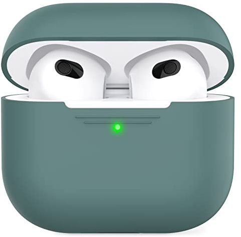 AhaStyle Airpods 3 Case Cover, Soft Silicone Protective Case Compatible with AirPods 3rd Full Body Shockproof Covers for Apple AirPods 3rd Generation 2021 (Pine Green)