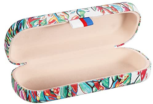 MoKo Hardcase Brillenetui, PU Leder Brillenetui Kratzfeste Tragbare Brillenbox mit Reinigungstuch Hartschalen Etui Brillenorganizer Brillenaufbewahrung für Sonnenbrille Lesebrille - Glück Baum