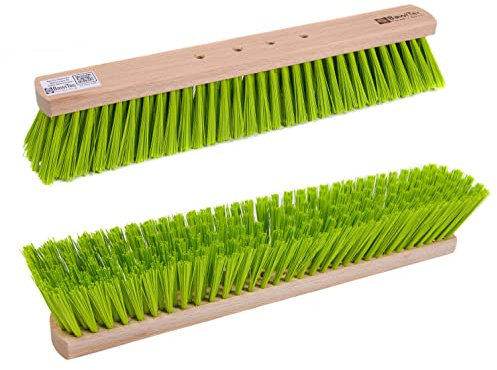 BawiTec Profi Straßenbesen Breite 40cm mit 4-Loch Wechselsystem Elaston-Kunststoff-Borsten neon-grün Besen ohne Stiel Gartenbesen,Kehrbesen,Feger für Garten,Haus,Hof,Werkstatt,Gewerbe und Industrie