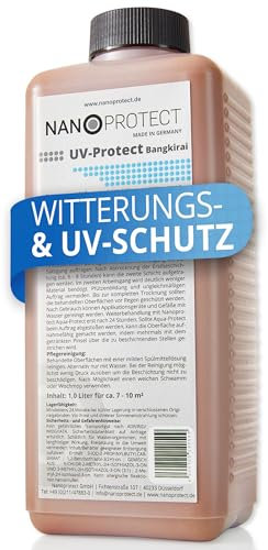 Nanoprotect UV-Protect | Holzöl | UV-Schutz | Witterungsschutz | Langzeitschutz gegen Vergrauung, Austrocknung und Rissbildung | 1 Liter | Bangkirai - braun | Für ca. 7-10 m²