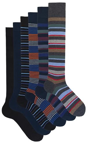 Ciocca Calze Uomo Lunghe Fantasia Caldo Cotone Morbide e Confortevoli - Confezione 3/6 Paia Autunno Inverno [BOXCW6_RIG_11_1]