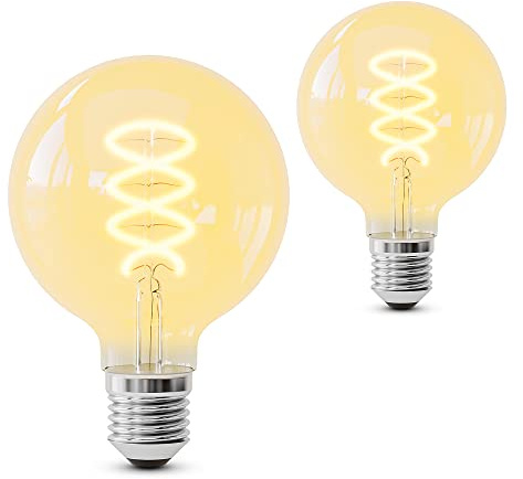SSC-LUXon LUBI Retro LED Glühbirne 2er Set E27 Globe dimmbar 3W warmweiß | Zwei dekorative Filament-Lampen im Globus-Look - extra warmes Licht 1700K, dimmbar, E27-Sockel für Hänge- & Deckenlampen
