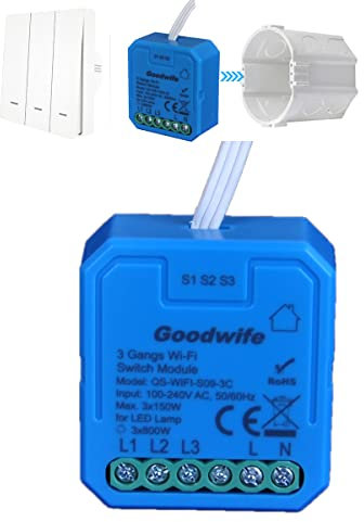 Interruttore WiFi,tuya app Smart 3 Gang Modulo Timer, Interruttore Intelligente Telecomando Compatibile con Alexa Echo e Google Home, Relè (S09 3C)