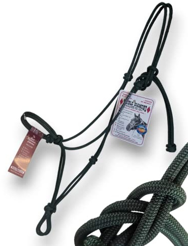 Double Diamond Halter Company Buck Brannaman Horse Halter Solid Colors 6mm | Buck Brannaman Series (Hunter Green)