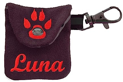 Tasche Steuermarke Hundemarke Namensschild Anhänger Hunde Name WUNSCHNAME Wildleder Imitat Hundehalsband Täschchen Telefonnummer (Wildleder Imitat dunkelbraun)