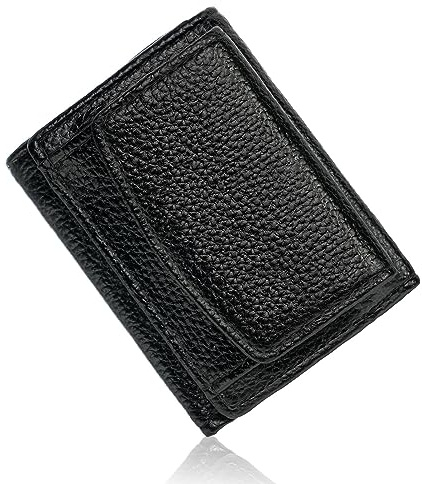 Aucuu Damen Klein PU Leder Geldbörse Mit Münzfach Und RFID Schutz - Hochwertiges Mini Portemonnaie Mit Kreditkartenetui, Fashion Für Frauen Mädchen (Schwarz)