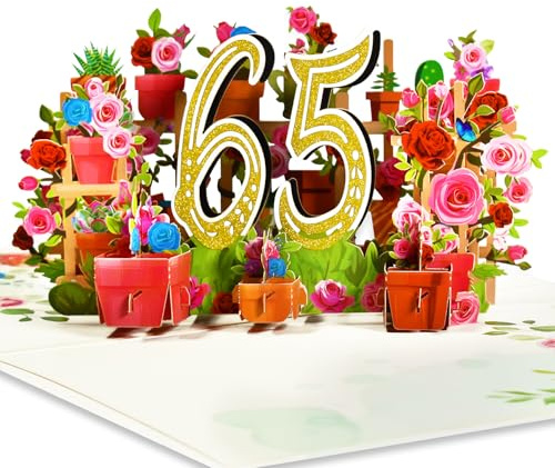Greeting ART födelsedagskort 65 år, 3D gratulationskort födelsedagskort 65. Födelsedag, 65-årsdag Födelsedagspresent presentidé för män kvinnor 65 år födelsedagskort