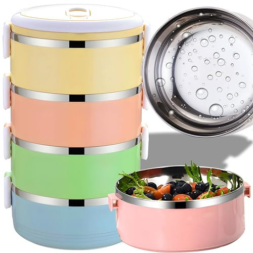 Retoo Lunchbox Stainless Steel Lunch-Boxen Thermal Brotdosen Luch Box Food Thermo SpeisebehäLter Container for Student Office Workers Four Layers 2800 ml