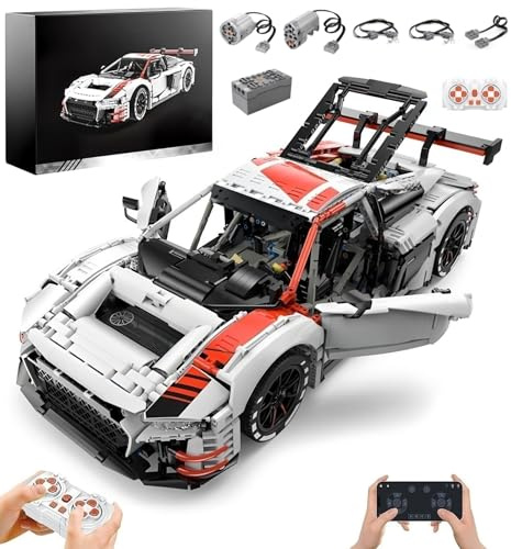 Technik Auto für R8 LMS GT3, Mit 2Motoren Set, 1:8 Groß Automodell Bausatz, 3314 Teile Klemmbausteine Rennauto MOC Set, Automodell Sammlerstück Geschenk für Autofans, Mit Originalverpackung