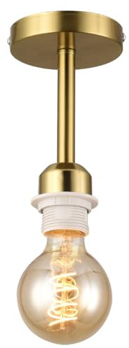 Gokoly Polished Brass Ceiling Light Fitting, Modern Vintage Pendant Light Fitting with E27 Screw Bulb Holder Suitable for Lamp Shades