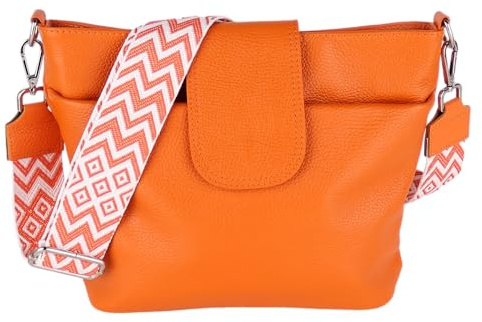 MIRROSI® Umhängetasche Damen, Echtleder, Made in Italy, BOHO Style30x24,50x9cm (BXHXT) viel Stauraum, Handtasche, Brusttasche, Crossbody Bag (1 Tasche & 2 Gurte)
