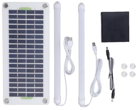 30W Solar Campinglampe mit wasserdichter Batteriebox, Dual USB 12V/5V, LED Notlicht für Zelt, Outdoor, Wandern, Wohnmobil - Wiederaufladbare Solarlampe mit Solarpanel