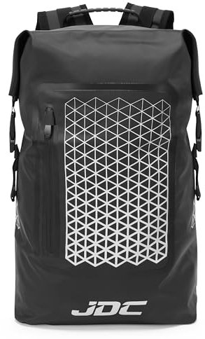 JDC Motorrad-Rucksack 100% Wasserdicht Dry Bag Roll Top – Schwarz – Delta – 30L