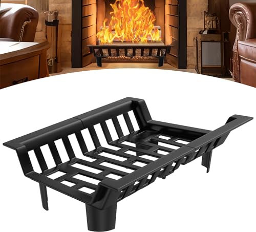 Froadp Grille de bois de cheminée robuste pour chauffage, étagère en bois avec pieds, support de bûche, grille de feu, support intérieur/extérieur, noir