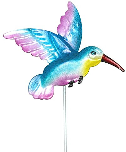 Einzigartige und magische Metall-Windmühle für den Außenbereich, Eisen, Gartenskulptur 3D Kolibri Trochilus Skulptur