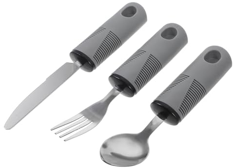 EXHUMKY Vajilla Antivibración Para Personas Mayores Utensilios Adaptables Para Comer Incluye Tenedores y Cucharas Para Uso Mesa De Comedor