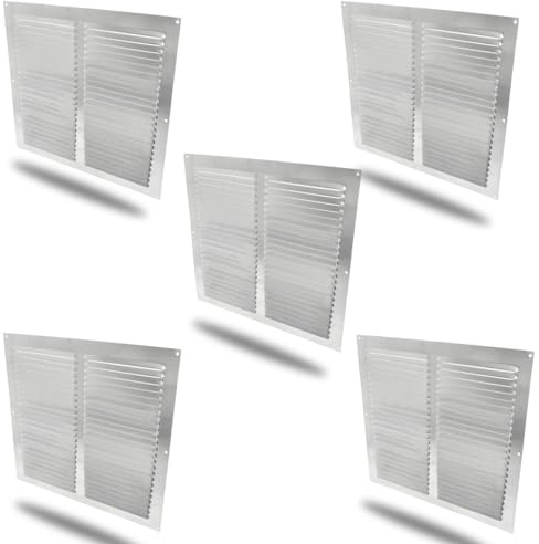 Amig - Pack de 5 Rejillas Cuadradas de Aluminio | Rejillas de ventilación para salida de aire | Ideal para techo de cocina y baño | Medidas: 300 X 300 MM | Color: Plateado