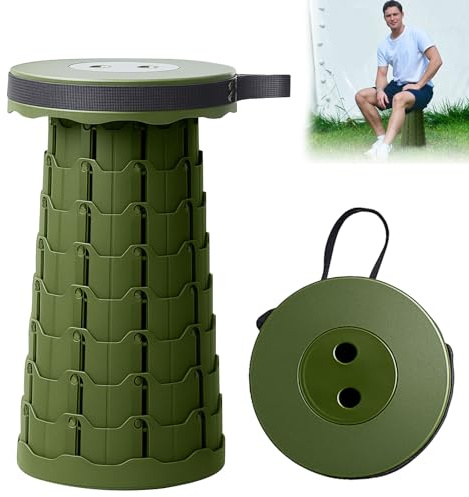 Sgabello da campeggio per esterni, pieghevole, portatile, con borsa per il trasporto, mini sgabello da campeggio, piccolo sgabello pieghevole portatile, pieghevole, per campeggio, pesca, verde