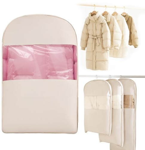 Sacs sous vide à suspendre pour vêtements, gain de place, organiseur de placard avec fermeture éclair auto-compressive, protection contre la poussière pour couettes, vêtements, vestes, costumes, robes