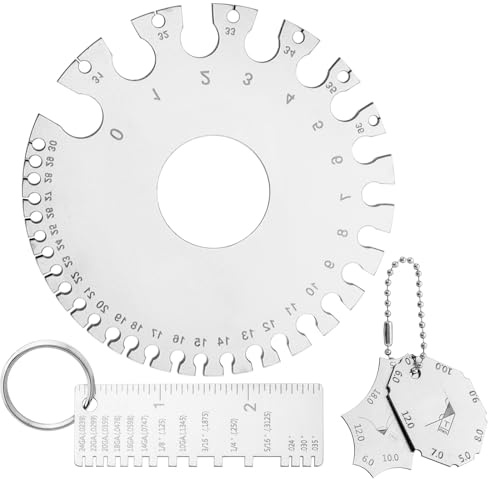 Treki Wire Gauge Measurement Tool-Stainless Steel Fillet Welding Gauge Sets Sheet Metal Gage Dual-Sided Round Thickness Metal Gauges for Measuring (4 Pcs)