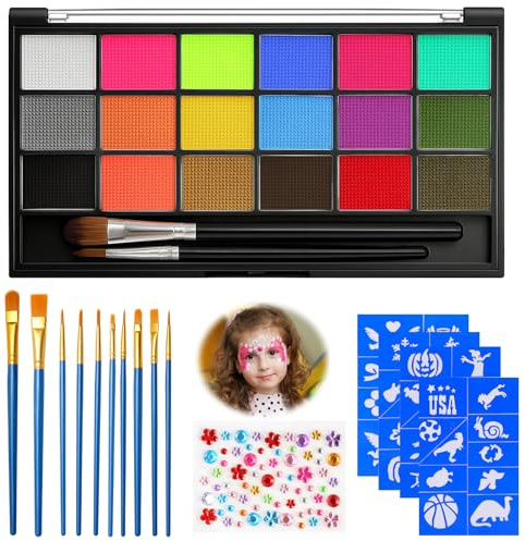 DAWRIS Face Painting Kit, 18 Colours Children's Makeup Set, Face Paint Kit, Face Painting Set, Suitable For Carnivals, Birthday Parties