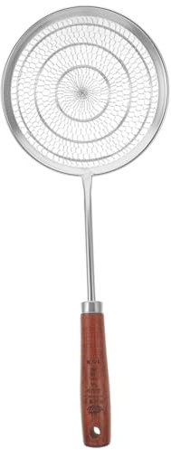 BAZEITFLOW Colino in Acciaio per Cucina Schiumarola Fritti con Manico Liscio e Capacità Cucchiaio Scolapasta per Pasta e Fritture Utensile da Cucina Resistente e Facile da Appendere