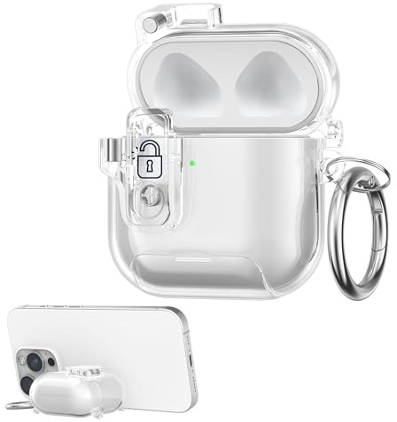 kwmobile Cover per Apple Airpods 4 Trasparente - Custodia per Apple Airpods 4 Trasparente - Cover con Supporto Smartphone - trasparente