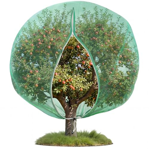 Ribbonlic 18 x 20 ft Extra Large Fruit Tree Netting Cover with Zipper and Drawstring, Insect Bird Barrier Netting for Garden Protection, Keep Birds Squirrels Cicadas and Small Fly Out