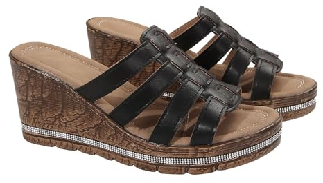 Cocila Ciabatte Donna Estive Ortopediche Pelle Anatomiche Sandali Pantofole Scarpe da Spiaggia con Suola Spessa E in Pan di Spagna, Romani Sandalo Infradito (Black, 36) Blu 2026 Casa Ciabatta