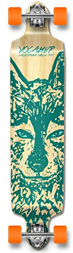 Yocaher Drop Down Complete Longboard 104.8 cm x 25.4 cm Maple Wood w/Premium Black Grip Tape Build for Cruiser Commuting, Carving, Cruising and Downhill Riding - Spirit Wolf