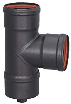 S & M 485619 TE m-h-h + tappo di sfiato smaltate 850 °c-ø 80 mm per Guida di fumi di stufe E camini di Grigio, Nero