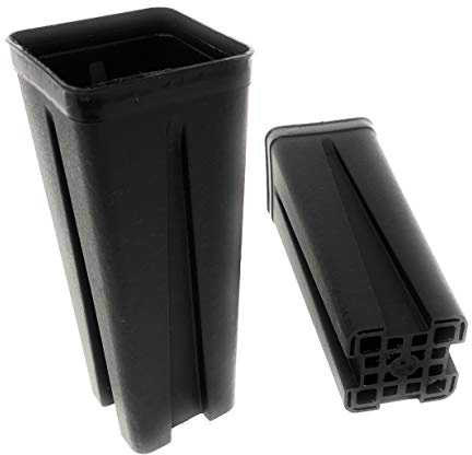 GREEN24 50 Stck. Vierecktopf 7 x 7 x 18 cm - Profi Spezialtopf für die Anzucht von Tiefwurzlern, extra robust | Pflanztopf Blumentopf Vierkant-Topf (50 Stück)