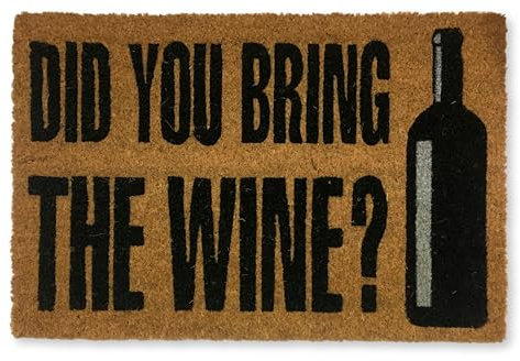 KOKO DOORMATS Kokos Fußmatte außen mit Anti-Rutsch PVC | Lustige Türmatte Did You Bring The Wine? | Umweltfreundlich, Robust & Pflegeleicht | 60x40 cm für Außenbereich & Haustür