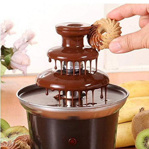 MU Fuente de Chocolate Mini DIY para el hogar - Fuente de Fondue de Chocolate Completamente automática, Calentador rotatorio de Acero Inoxidable
