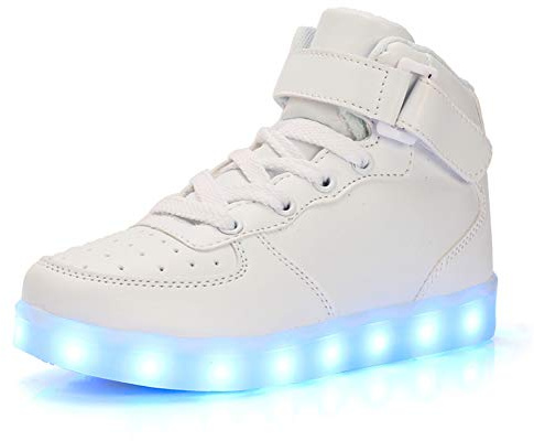 LED Scarpe Sportive per Bambini Ragazze e Ragazzi 7 Colori USB Carica Lampeggiante Luminosi Running Sneakers con Luci Traspirante Basso Ultraleggero Baskets Shoes per Compleanno Regalo 26-37EU