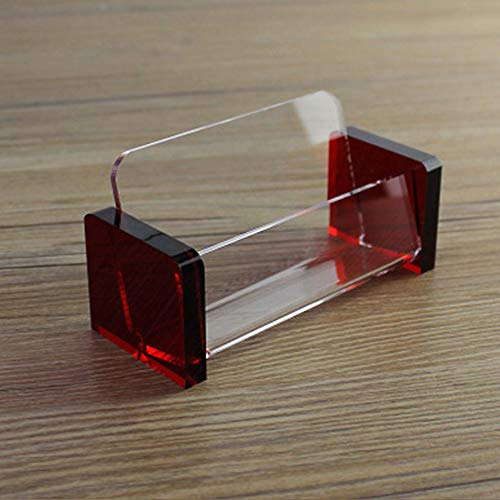 TopHomer Tarjetero transparente para tarjetas de visita, organizador de tarjetas de plástico acrílico para escritorio, colección de oficina, color rojo